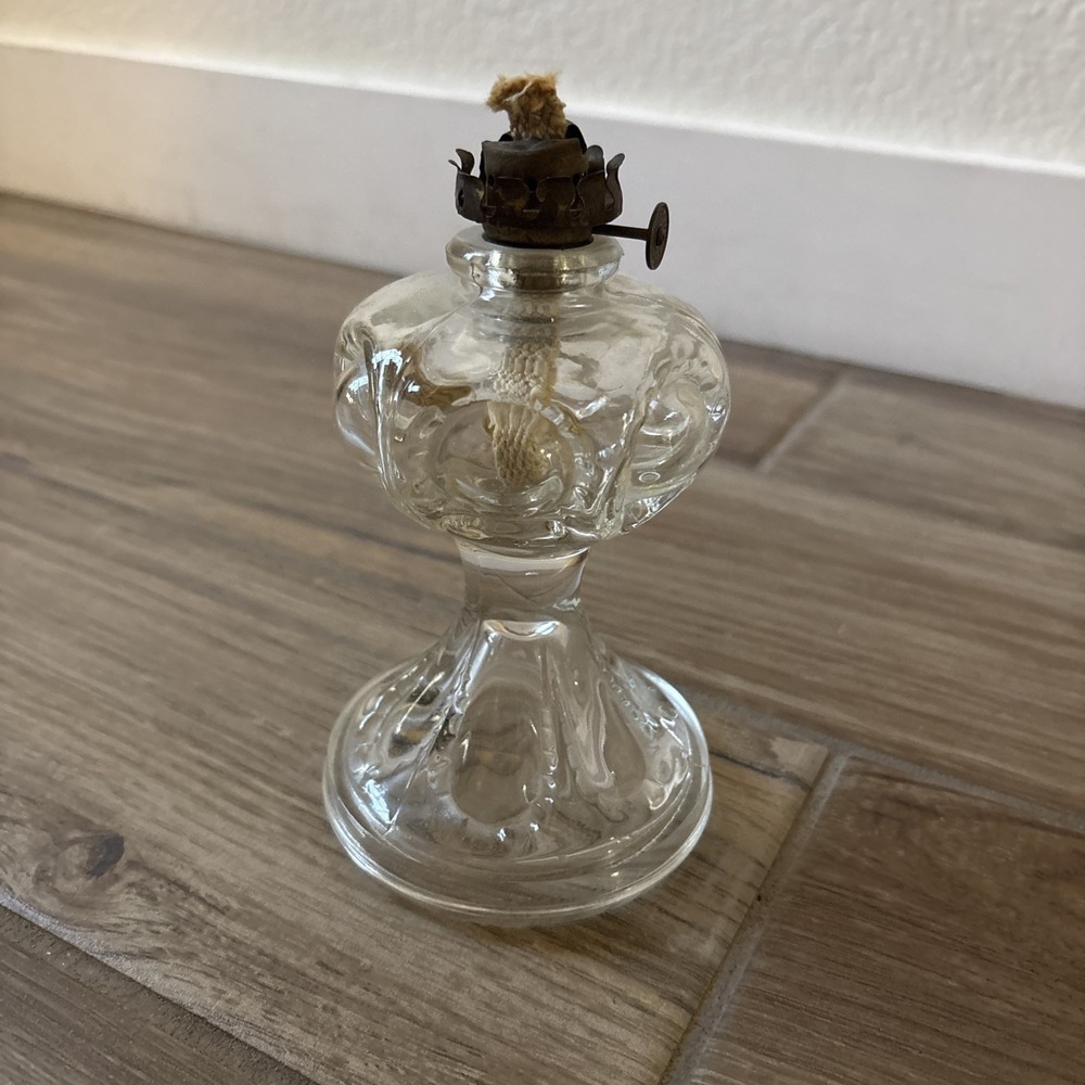 Antique Miniature Keronsene Oil Lamp Bullseye Pattern